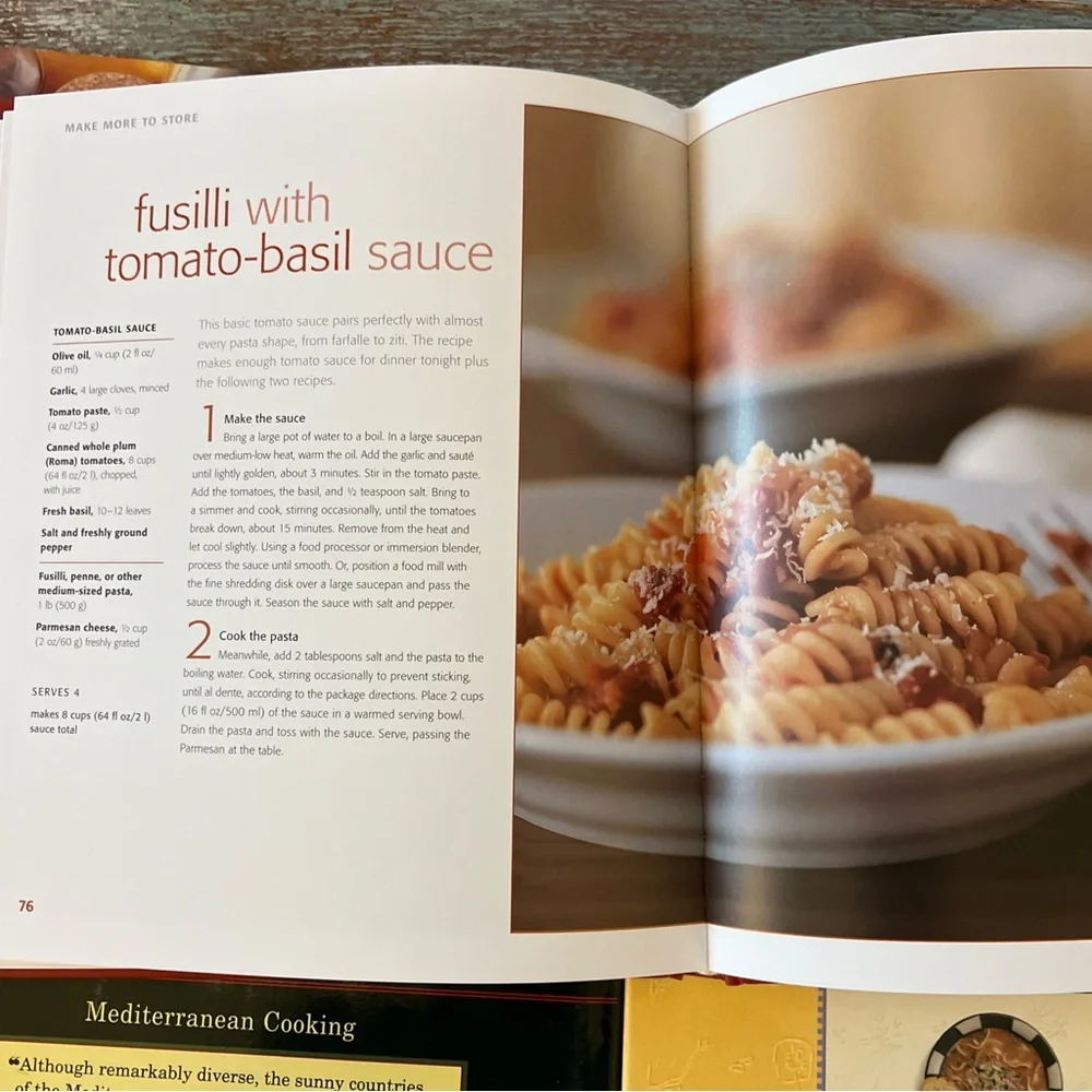 Williams-Sonoma Lot 4 HC Cookbooks Pasta; Sauces; First Courses, Mediterranean